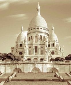 Fototapet med motivet: Stad Basilica Sacred Hjärta Paris Sepia