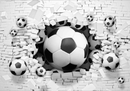 Fototapet med motivet: Fotboll genom väggen