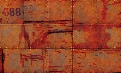 Fototapet med motivet: Metall Vägg Textur Rust Orange