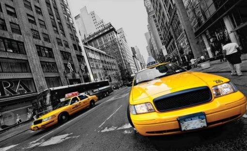 Fototapet med motivet: New York City Gula Taxibilar