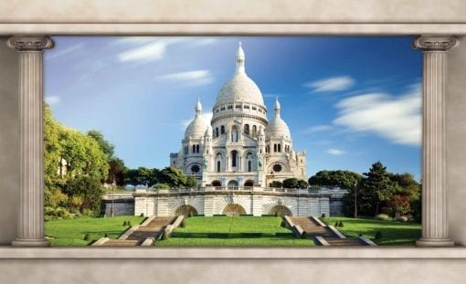 Fototapet med motivet: Paris Sacre Coeur Fönsterutsikt