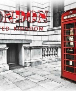 Fototapet med motivet: Stad London Telefonkiosk Röd